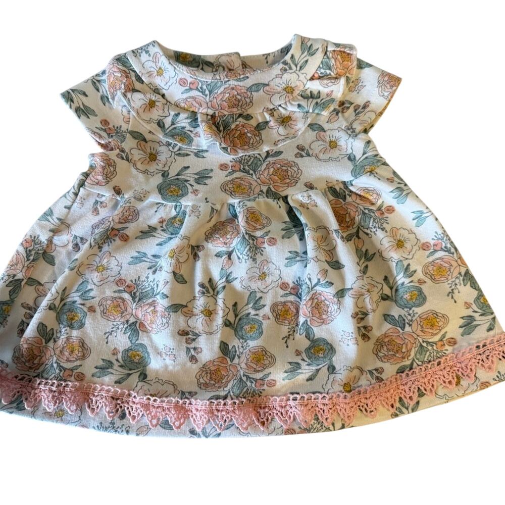 Catherine Malandrino Baby Dress with Floral Lace Design, Size 6-9M